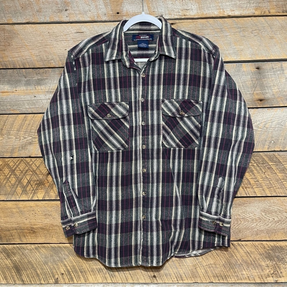 Vintage Men’s Five Brothers Plaid Flannel USA Made Sz XLT Heavyweight Cotton
